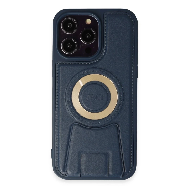 BFS  iPhone 14 Pro Max Kılıf Merkür Magneticsafe Standlı Kapak - Lacivert