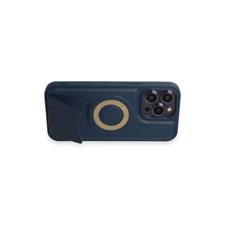 BFS  iPhone 14 Pro Max Kılıf Merkür Magneticsafe Standlı Kapak - Lacivert
