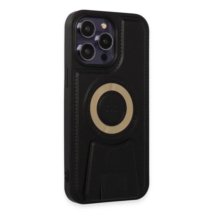 BFS  iPhone 14 Pro Max Kılıf Merkür Magneticsafe Standlı Kapak - Siyah