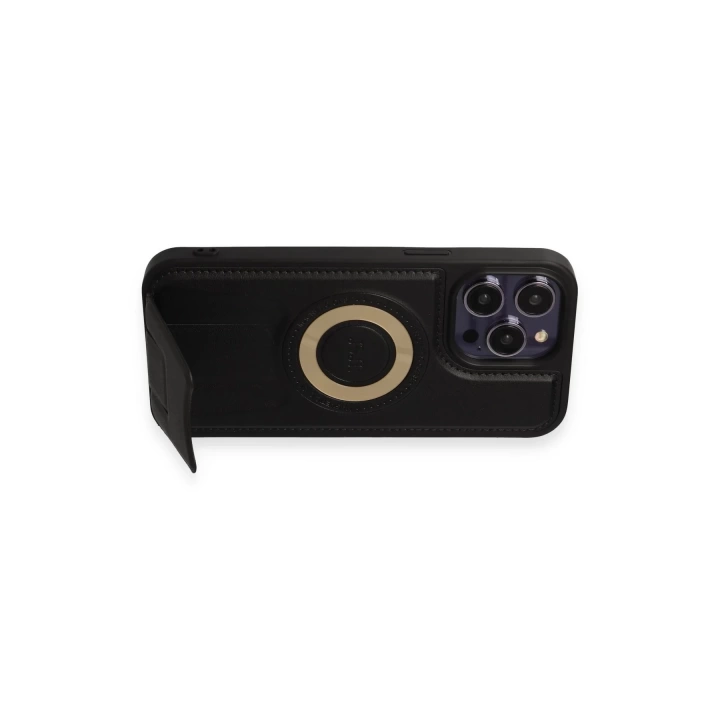 BFS  iPhone 14 Pro Max Kılıf Merkür Magneticsafe Standlı Kapak - Siyah