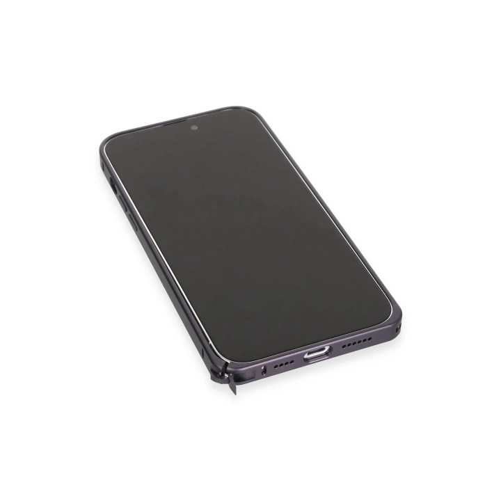 BFS  iPhone 14 Pro Max Kılıf Metal Bumper Magneticsafe Kapak - Derin Mor