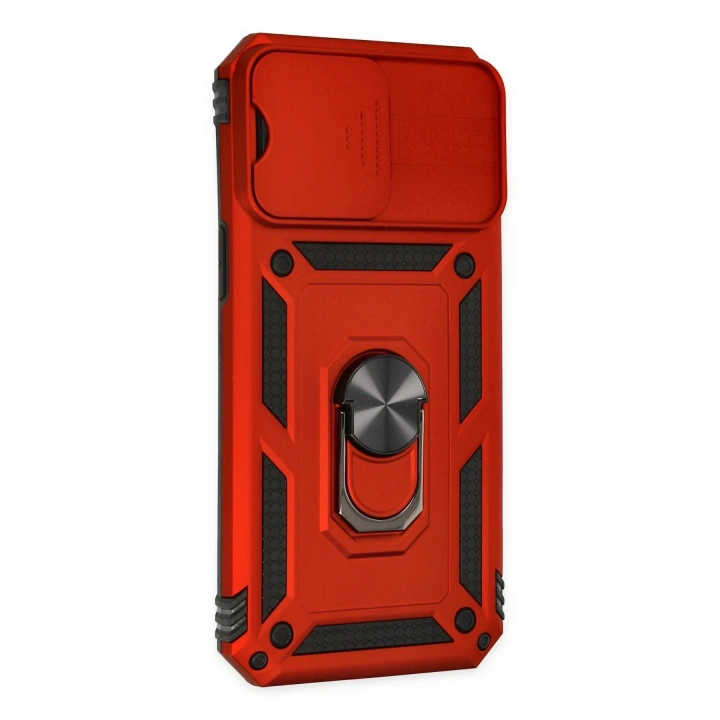 BFS  iPhone 14 Pro Max Kılıf Pars Lens Yüzüklü Silikon - Kırmızı