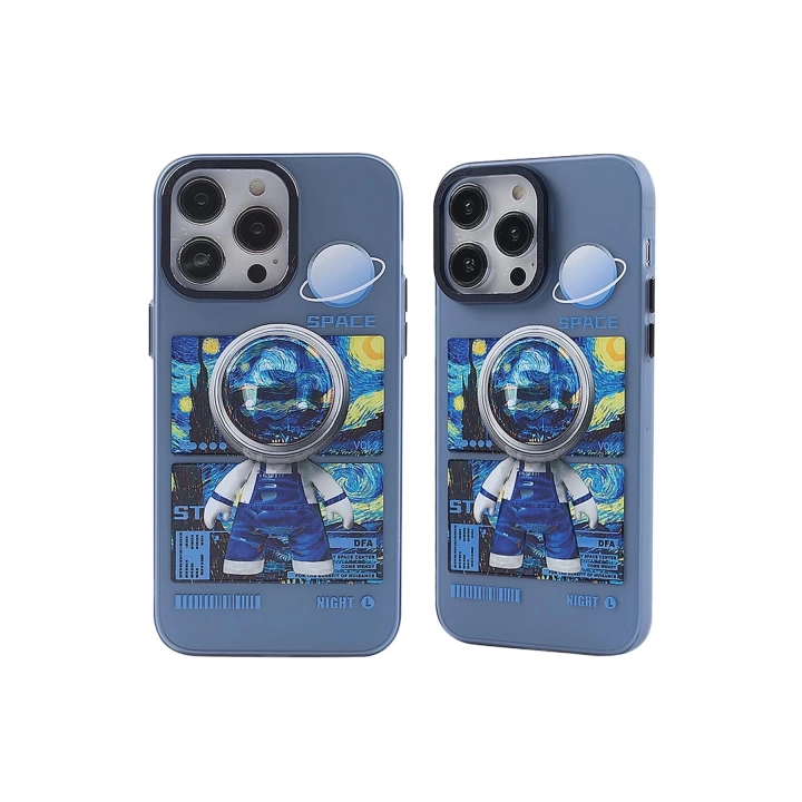BFS  iPhone 14 Pro Max Kılıf Prada Desenli Kapak - Prada Mavi - 1