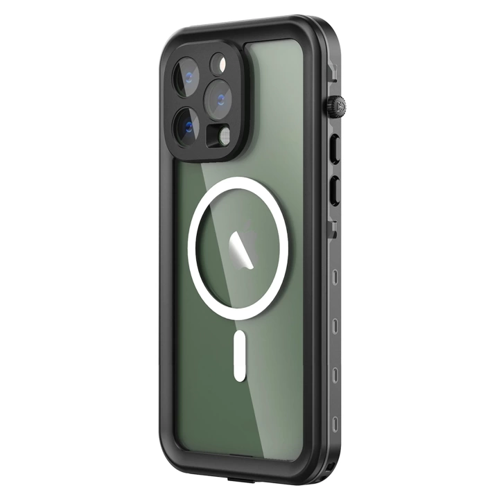 BFS  iPhone 14 Pro Max Kılıf Red Pepper Magneticsafe Su Geçirmez Kılıf - Siyah-Gri