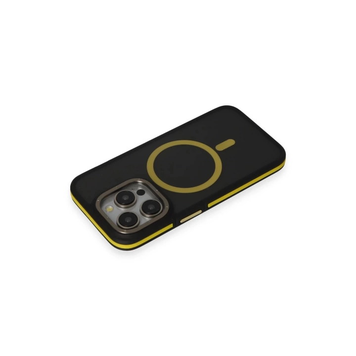 BFS  iPhone 14 Pro Max Kılıf Rocky Magsafe Kapak - Siyah-Sarı
