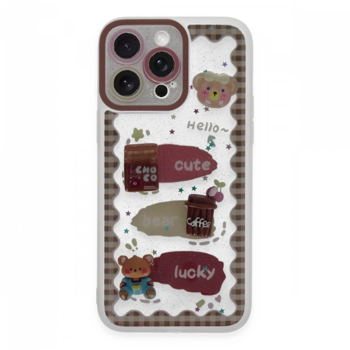 BFS  iPhone 14 Pro Max Kılıf Sweet Desenli Silikon Kapak - Şeffaf