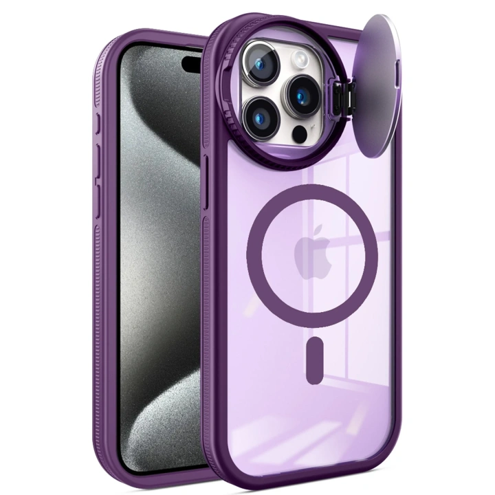 BFS  iPhone 14 Pro Max Kılıf Teleskop Lens Magsafe Silikon Kapak - Derin Mor