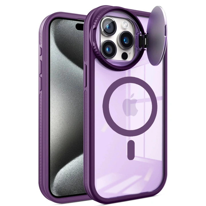 BFS iPhone 14 Pro Max Kılıf Teleskop Lens Magsafe Silikon Kapak - Derin Mor