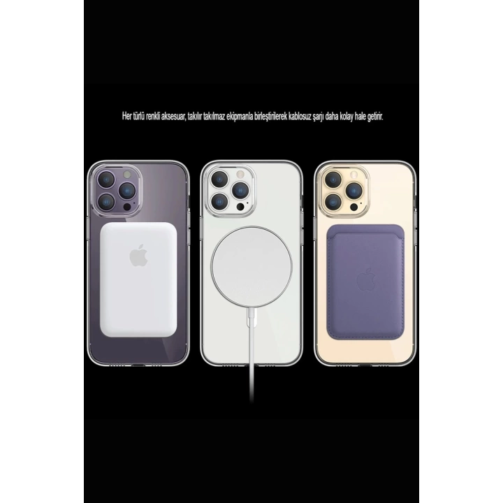 BFS  iPhone 14 Pro Max Kılıf Tron Şeffaf Magsafe Kapak - Mavi
