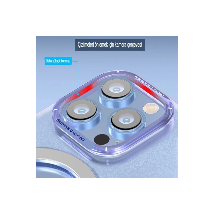 BFS  iPhone 14 Pro Max Kılıf Zoom Standlı Silikon - Derin Mor