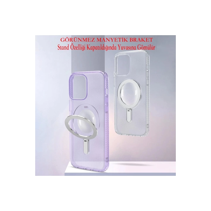 BFS  iPhone 14 Pro Max Kılıf Zoom Standlı Silikon - Derin Mor
