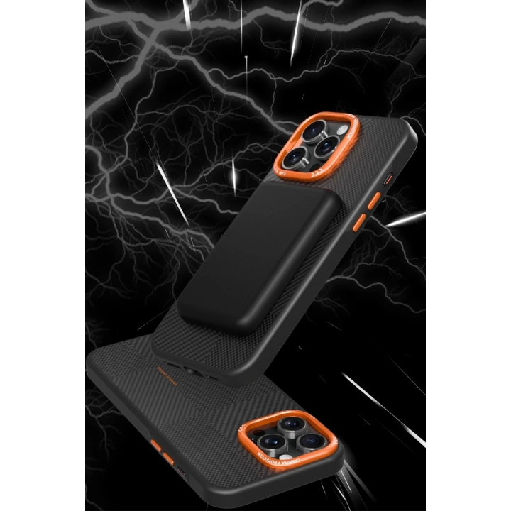 BFS  iPhone 14 Pro Max Orange Karbon Magsafe Kapak - Turuncu