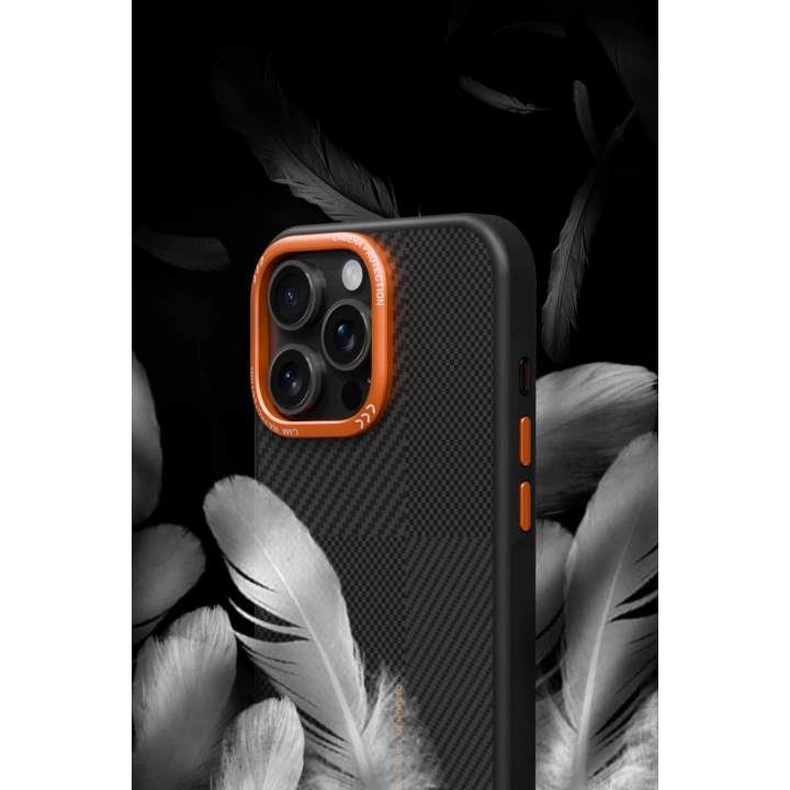 BFS  iPhone 14 Pro Max Orange Karbon Magsafe Kapak - Turuncu