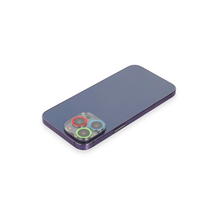 BFS  iPhone 14 Pro Max Renkli Kamera Lens Koruma Cam - Mavi-Yeşil