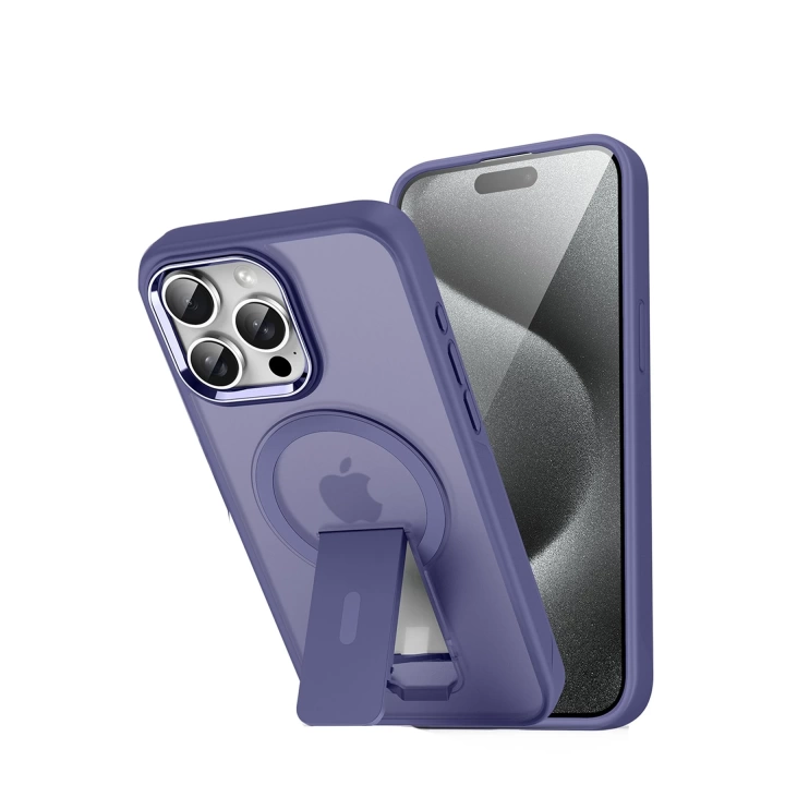 BFS  iPhone 14 Pro Tork Magsafe Standlı Kapak - Derin Mor