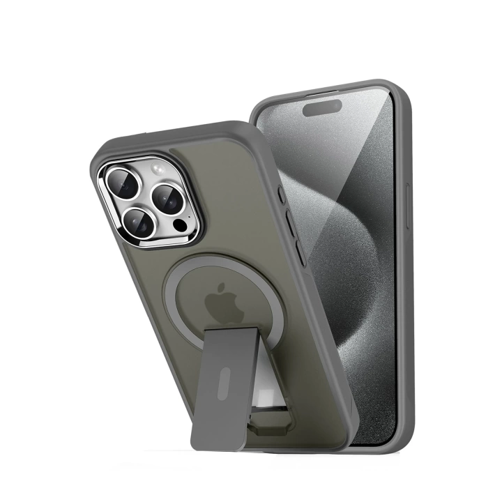 BFS  iPhone 14 Pro Tork Magsafe Standlı Kapak - Titan Gri