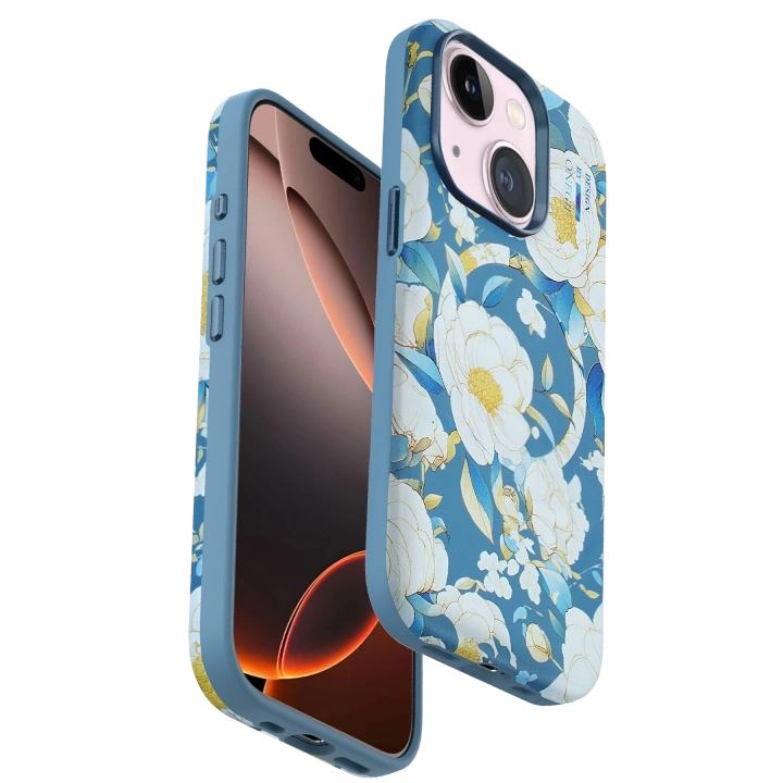 BFS  iPhone 15 Flower Series Magsafe Kapak - Mavi