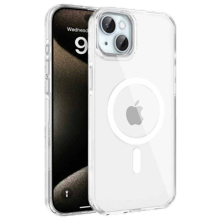 BFS  iPhone 15 Gleam PC Sert Magsafe Kılıf - Şeffaf