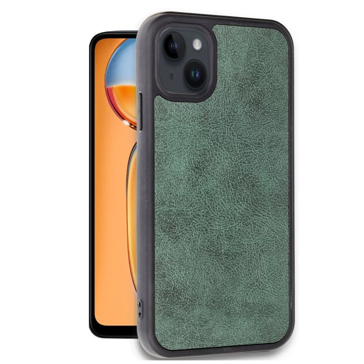 BFS  iPhone 15 Kılıf Aras Deri Kapak - Koyu Yeşil