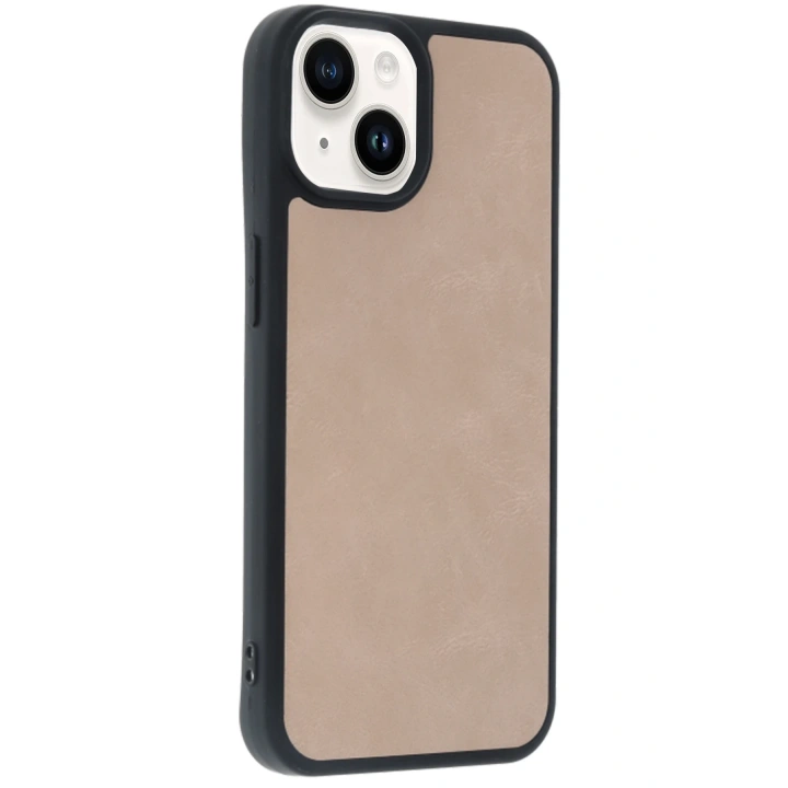 BFS  iPhone 15 Kılıf Aras Deri Kapak - Pudra