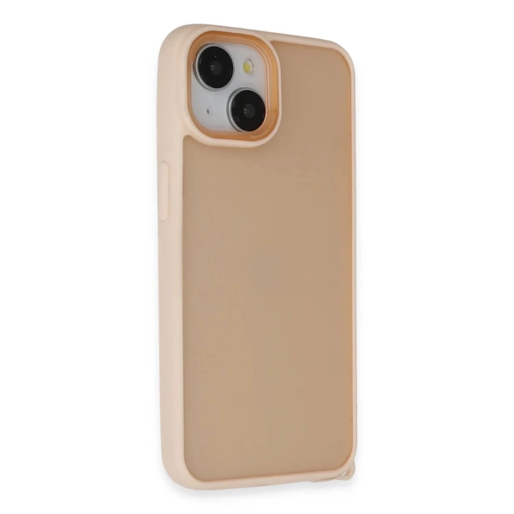 BFS  iPhone 15 Kılıf Elegant Kapak - Pudra