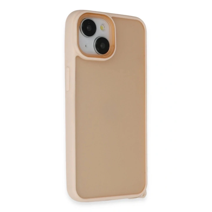 BFS iPhone 15 Kılıf Elegant Kapak - Pudra