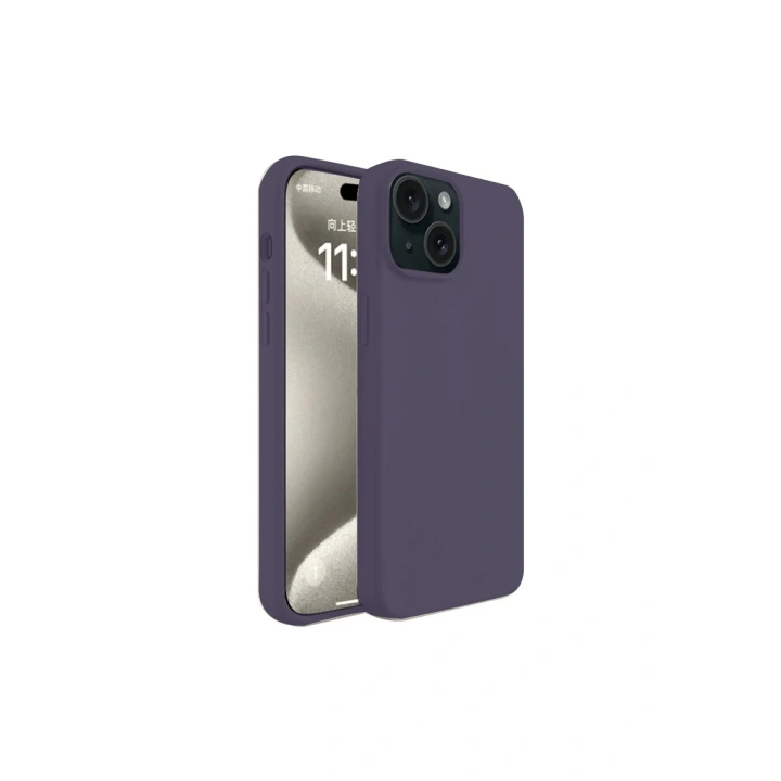 BFS  iPhone 15 Kılıf First Silikon - Mürdüm