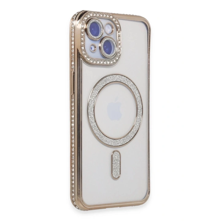 BFS  iPhone 15 Kılıf Joke Simli Magneticsafe Kılıf - Gold