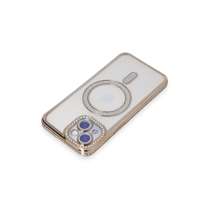 BFS  iPhone 15 Kılıf Joke Simli Magneticsafe Kılıf - Gold