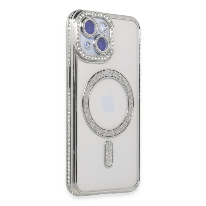 BFS  iPhone 15 Kılıf Joke Simli Magneticsafe Kılıf - Gümüş