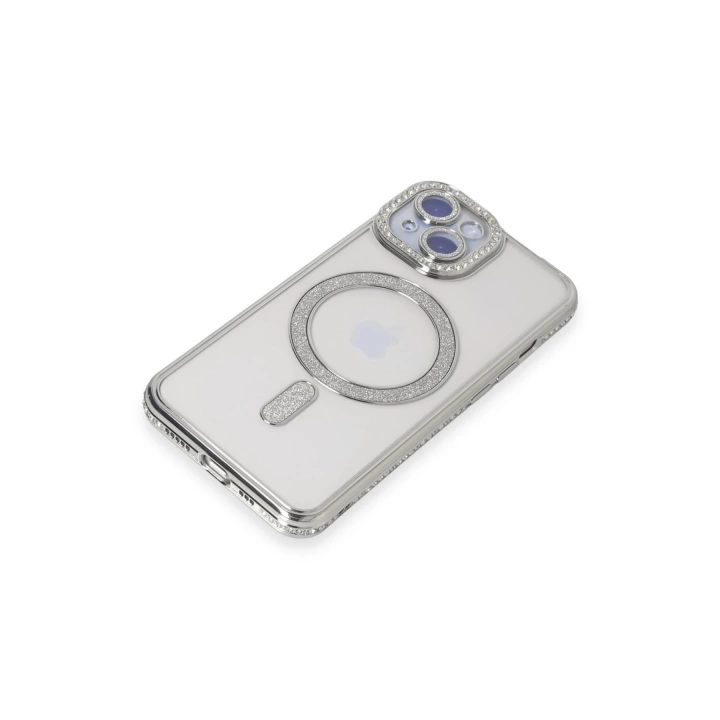 BFS  iPhone 15 Kılıf Joke Simli Magneticsafe Kılıf - Gümüş