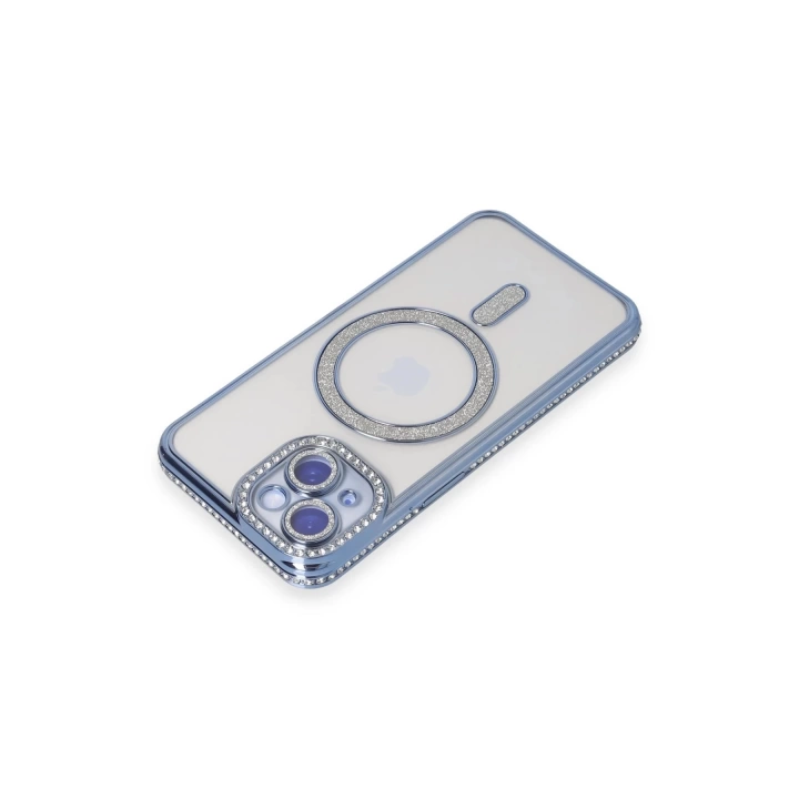 BFS  iPhone 15 Kılıf Joke Simli Magneticsafe Kılıf - Mavi