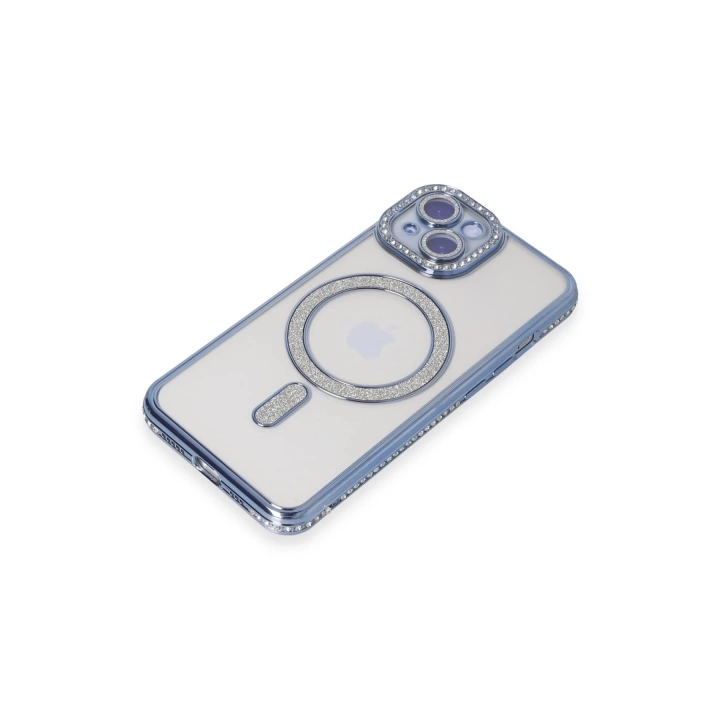 BFS  iPhone 15 Kılıf Joke Simli Magneticsafe Kılıf - Mavi