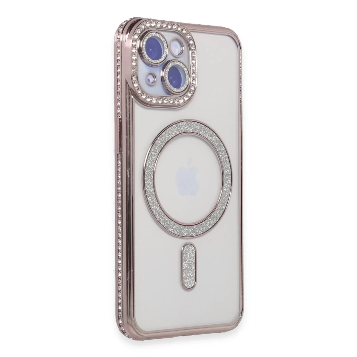 BFS  iPhone 15 Kılıf Joke Simli Magneticsafe Kılıf - Pembe