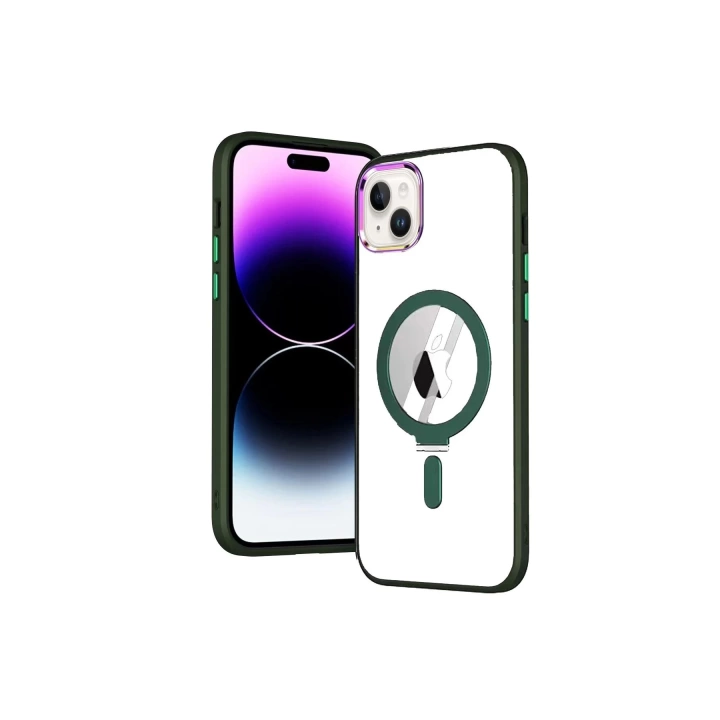 BFS  iPhone 15 Kılıf  Magneticsafe Standlı Kapak - Köknar Yeşili