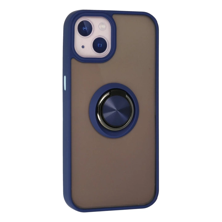 BFS  iPhone 15 Kılıf Montreal Yüzüklü Silikon Kapak - Lacivert