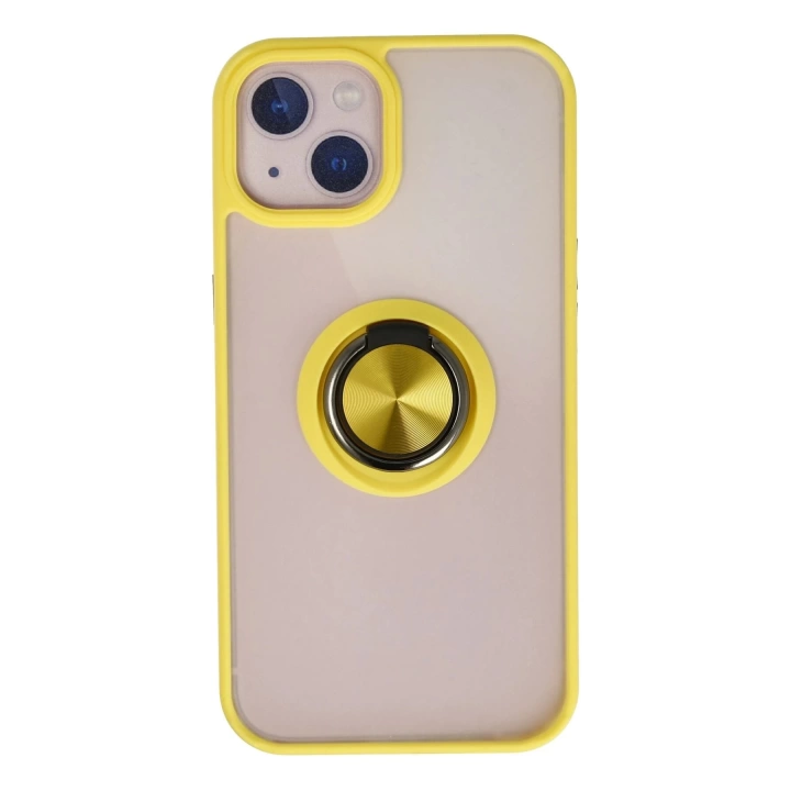 BFS  iPhone 15 Kılıf Montreal Yüzüklü Silikon Kapak - Sarı