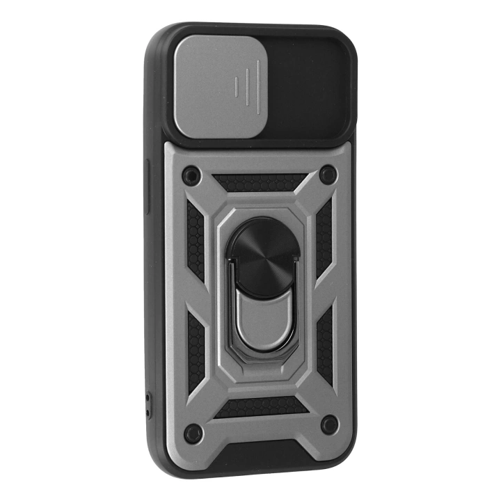 BFS  iPhone 15 Kılıf Pars Lens Yüzüklü Silikon - Gümüş