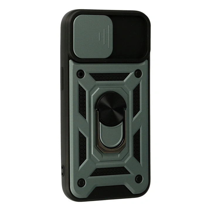 BFS  iPhone 15 Kılıf Pars Lens Yüzüklü Silikon - Yeşil