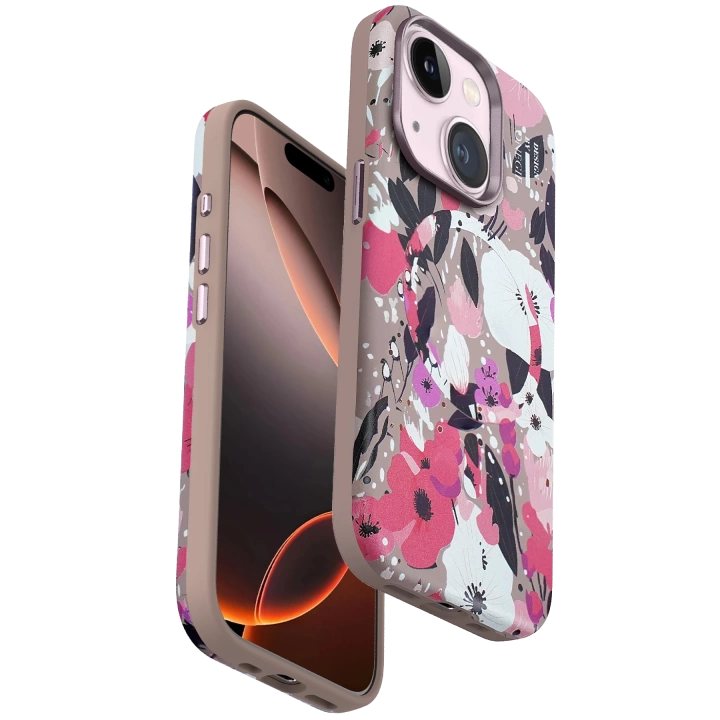 BFS  iPhone 15 Plus Flower Series Magsafe Kapak - Pembe