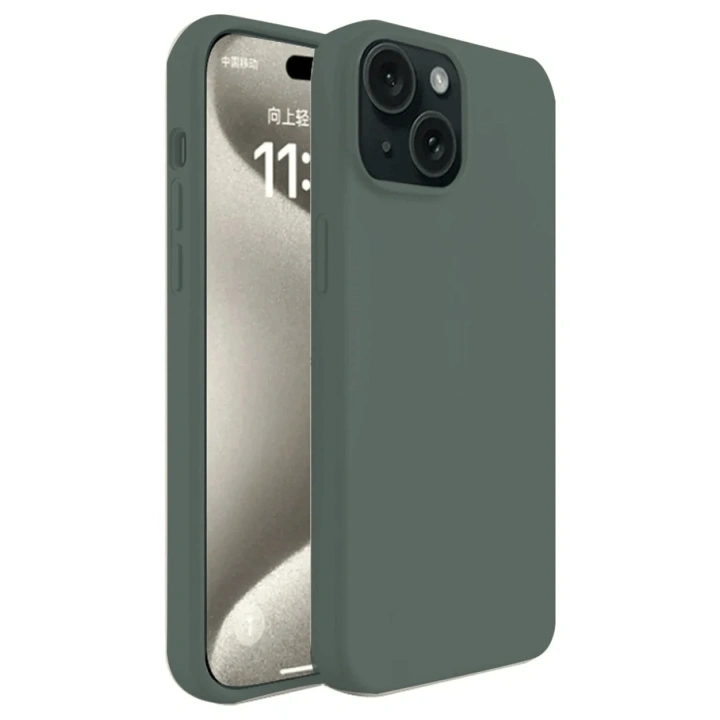 BFS  iPhone 15 Plus Kılıf First Silikon - Koyu Yeşil