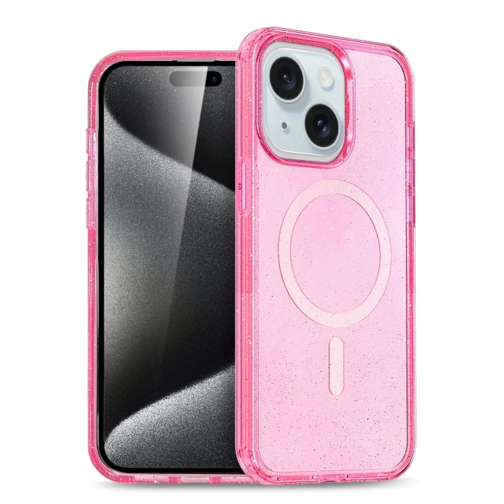 BFS  iPhone 15 Plus Kılıf Glow Magsafe Kapak - Pembe