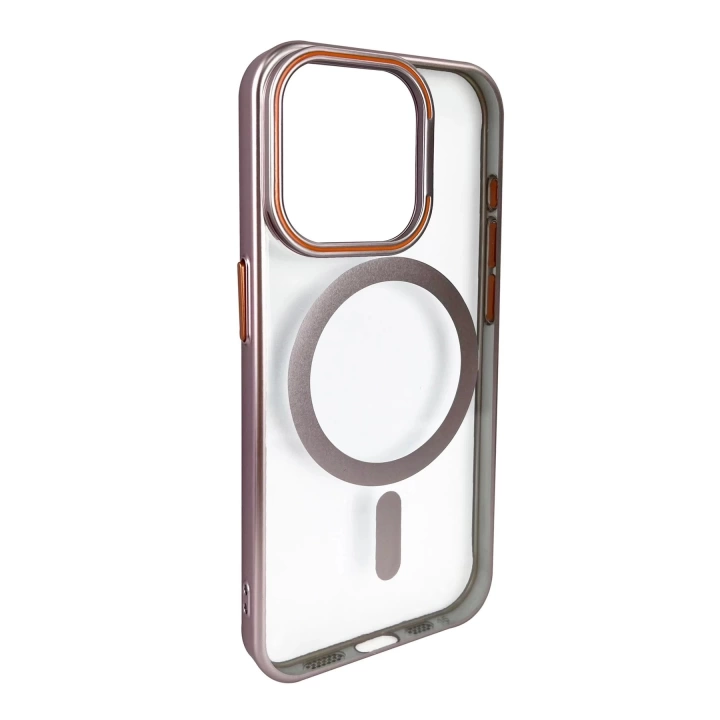 BFS  iPhone 15 Pro Crown Lens Standlı Magsafe Kapak - Pembe
