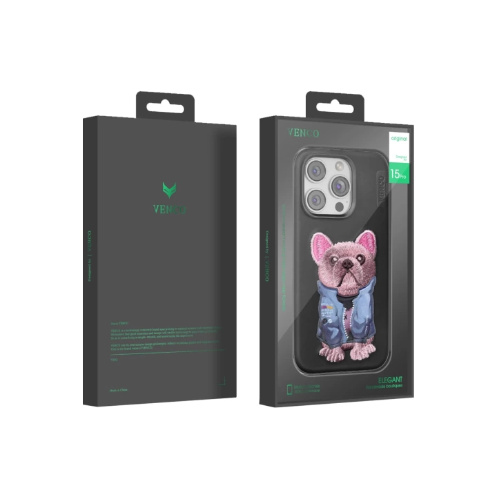 BFS  iPhone 15 Pro Cute Desenli Kapak - Siyah