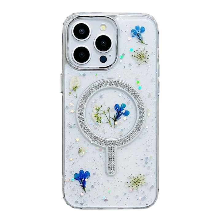 BFS  iPhone 15 Pro Flower Magsafe Kapak - Krem