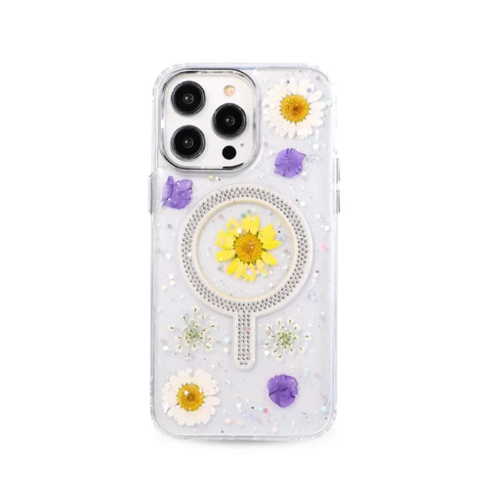 BFS  iPhone 15 Pro Flower Magsafe Kapak - Sarı