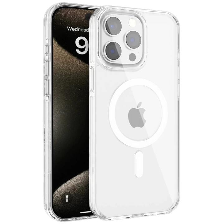 BFS  iPhone 15 Pro Gleam PC Sert Magsafe Kılıf - Şeffaf