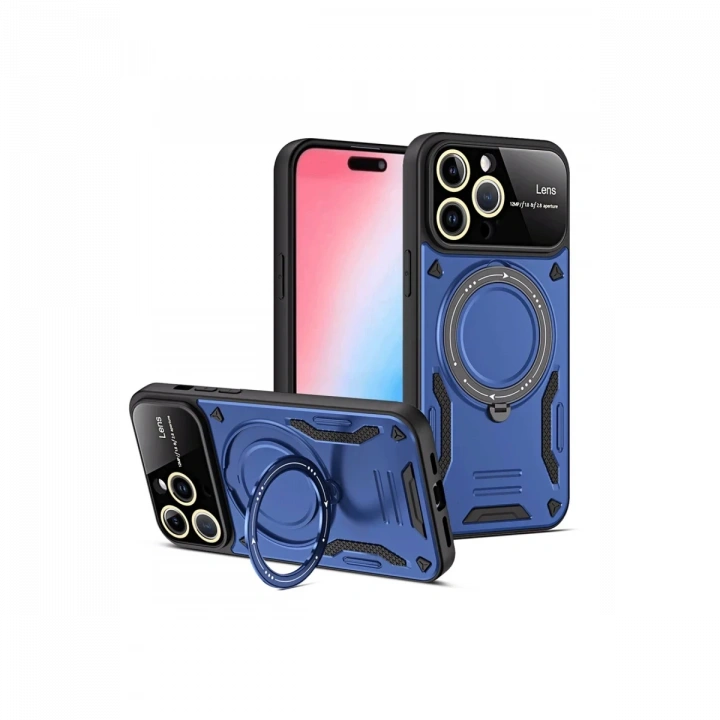 BFS  iPhone 15 Pro Joy Lens Standlı Kapak - Lacivert