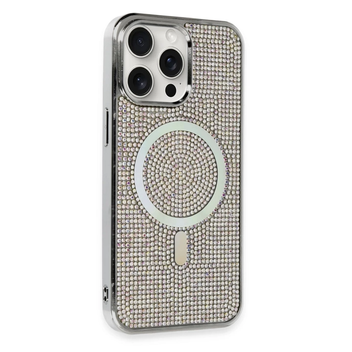 BFS  iPhone 15 Pro Kılıf Diamond Magsafe Kapak - Rainbow