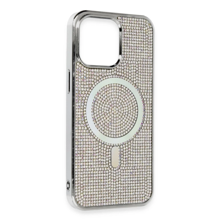 BFS  iPhone 15 Pro Kılıf Diamond Magsafe Kapak - Rainbow